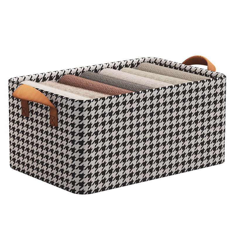 Thousand-bird grid clothes and trousers storage box, household foldable bedroom wardrobe organization and storage box, covered storage basket Item Picture