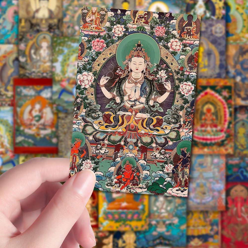 超值108张藏式非遗唐卡贴纸中国风民族文化艺术diy手账笔记本桌面