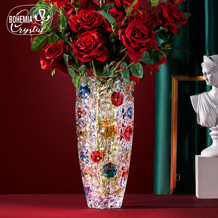 捷克进口水晶花瓶高颜值欧式家用客厅摆件插花瓶轻奢高级玻璃礼品