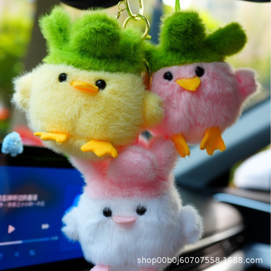 Cute and adorable rookie figurines, Wuhan cultural and creative garlic bird press sound dolls, plush toy bags, keychains details Picture