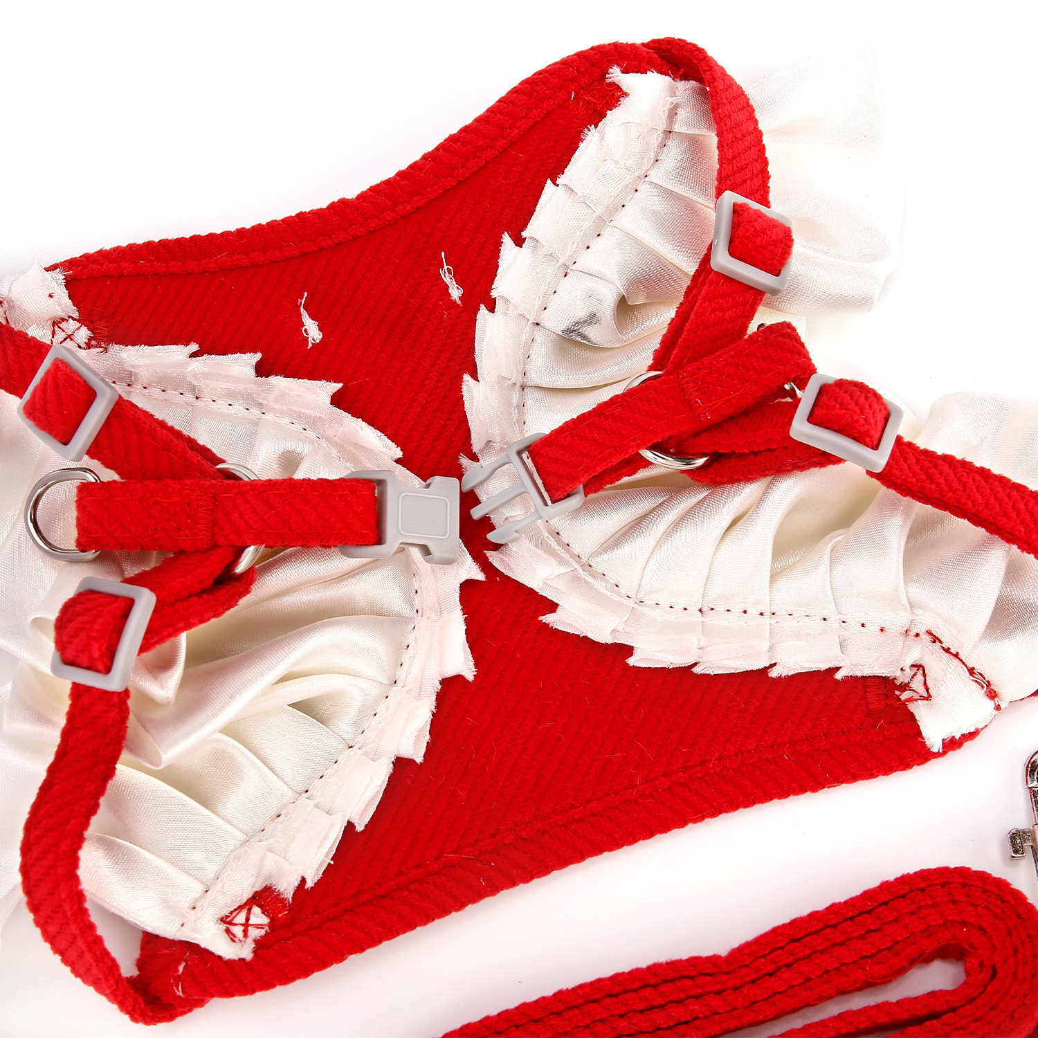 Pet cats, dogs, small dog vests, chest straps, leash, dog and cat walking leash, Korean-style lace bow details Picture