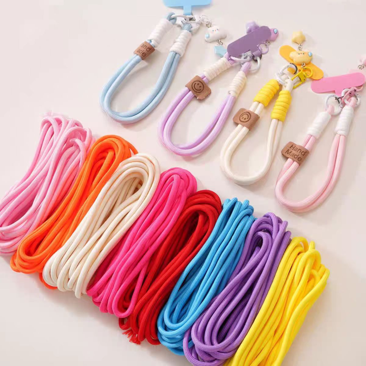 Umbrella rope: 5mm solid color polyester core round rope, wear-resistant miu rope, DI woven pendant, clothing waist and hat rope Specification image