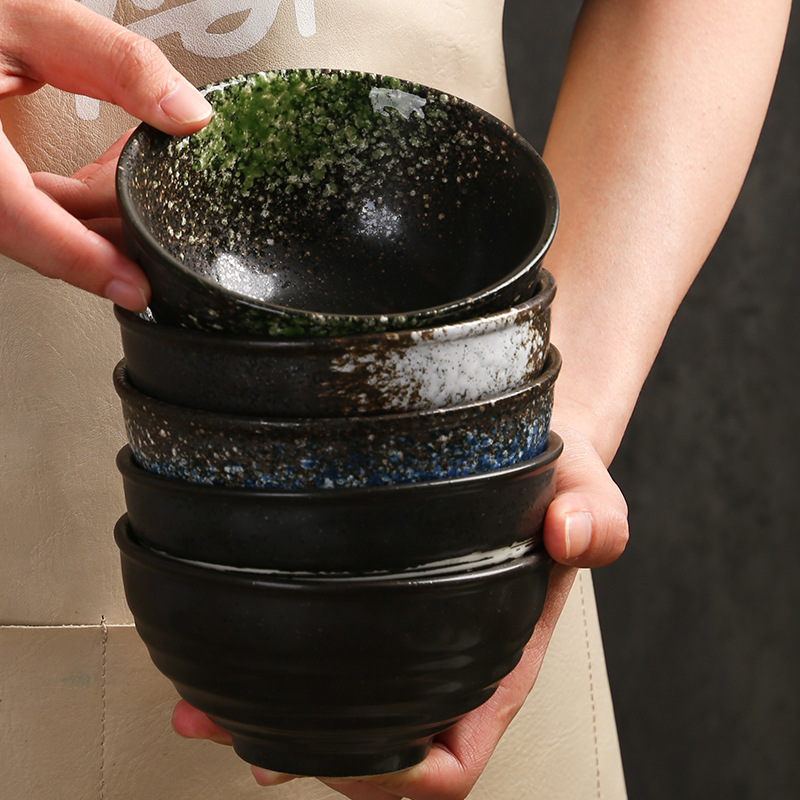Wholesale Japanese ceramic bowls, 4.5-inch and 5-inch rice bowls, creative Japanese tableware, household and commercial soup bowls, restaurant tables Specification image