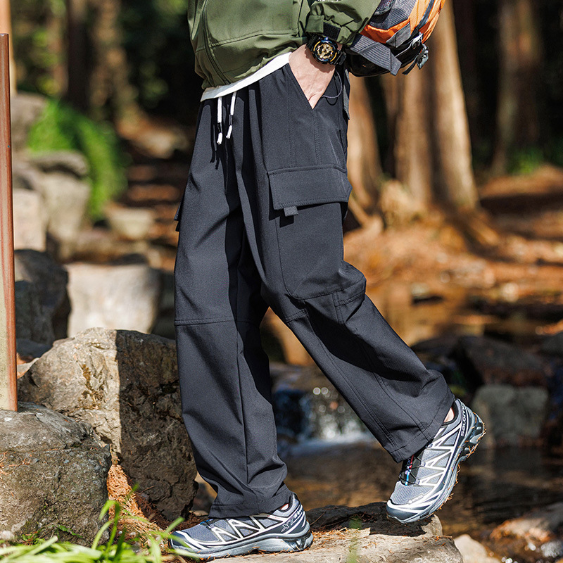 Autumn and winter fleece work pants, outdoor windbreaker pants, loose and tight-fitting trendy Harem pants, men's casual pants with multiple pockets Specification image