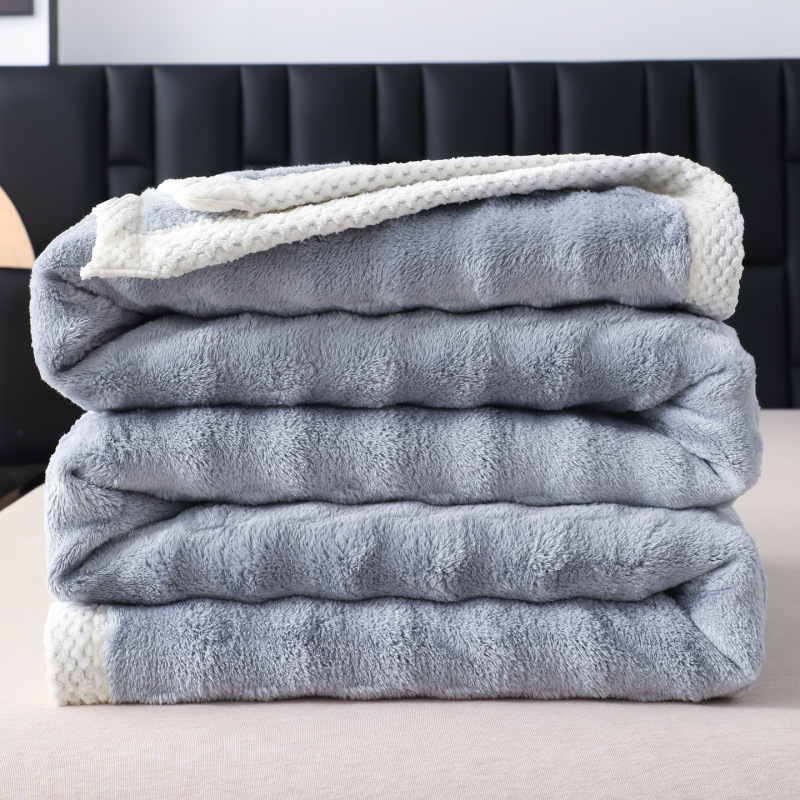 Customized double-sided blanket, rabbit-like plush autumn and winter coral plush sofa blanket, milk plush office nap blanket