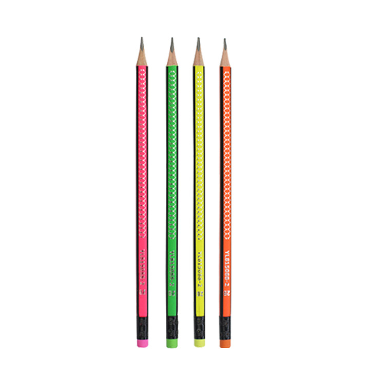 YL815088-2 High-quality pencil set of 12 pieces, soft poplar wood triangular rod HB pencils with eraser text details Picture
