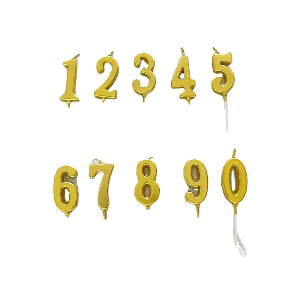 PVC box-packed candles with gilded numbers 0-9, birthday candles, cake decoration plugins, birthday party baking supplies Item Picture