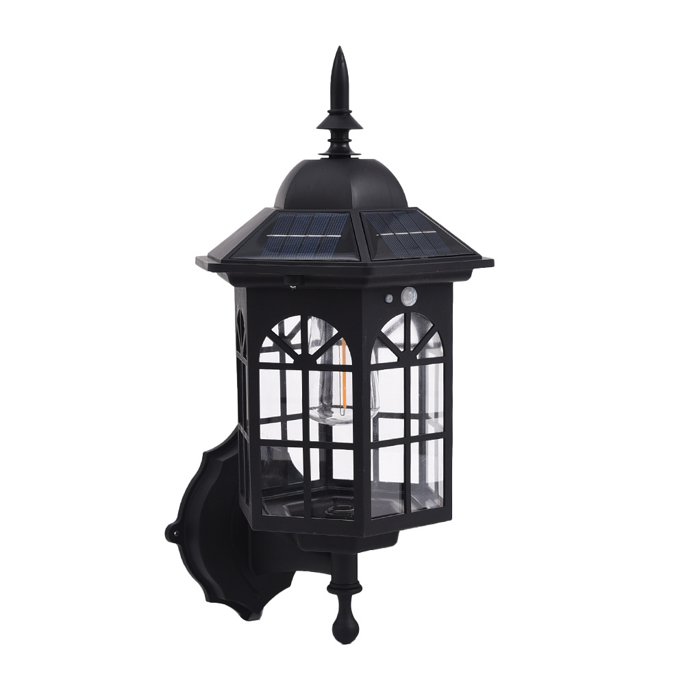 New solar-powered charging wall lamps, outdoor waterproof tungsten filament lamps, retro garden lamps, sensor lamps, garden villa lamps Item Picture