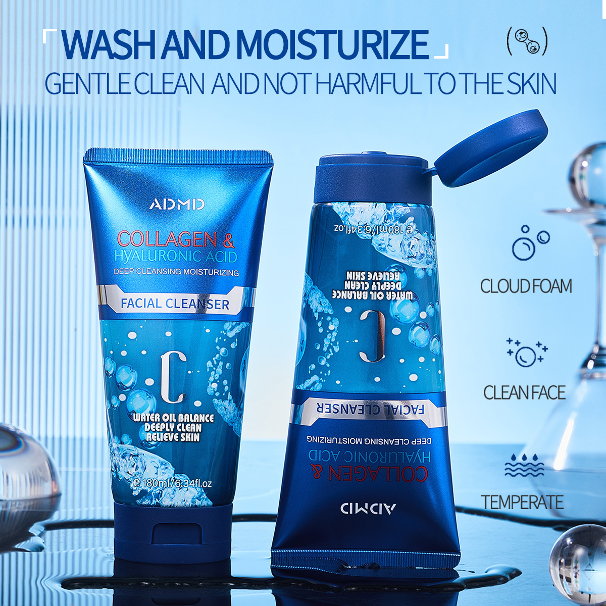 【 Exclusive for Foreign Trade 】ADMD Collagen Facial Cleanser Deeply cleanses pores, Gentle Facial Cleanser wholesale Application Scenario