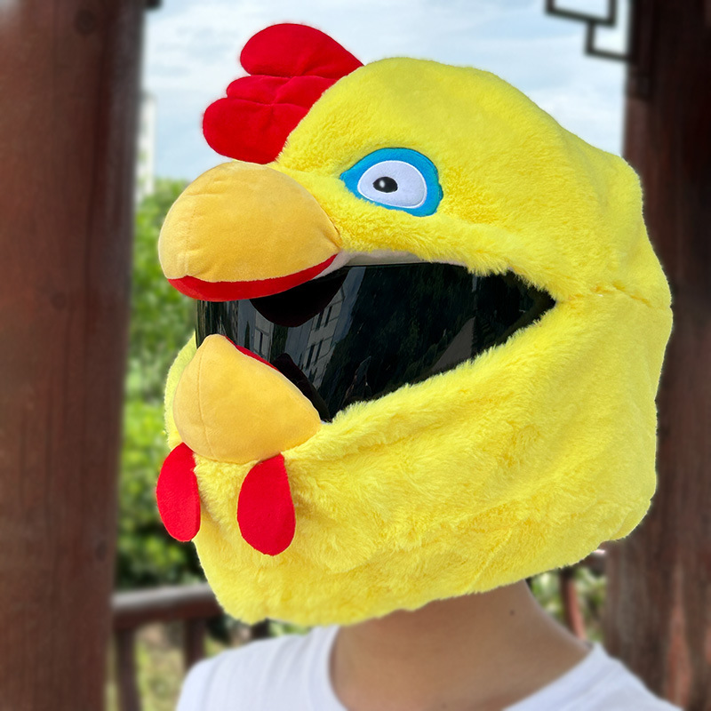 Cross-border Amazon motorcycle personalized plush helmet protection cover, cute bird rooster helmet cover details Picture