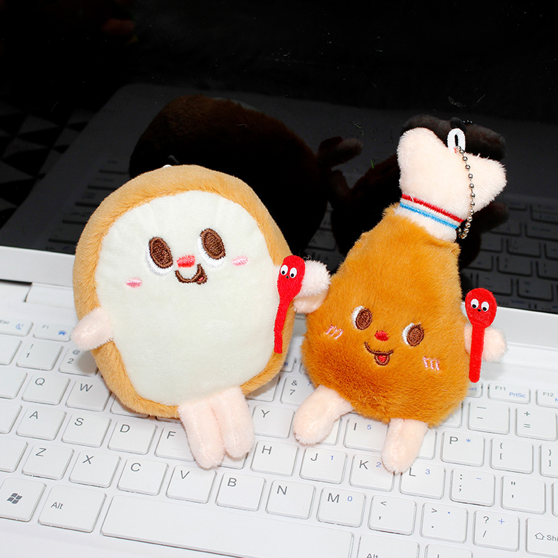 可爱薯条挂件汉堡面包毛绒钥匙扣包包玩偶娃娃机公仔毛绒玩具批发细节图