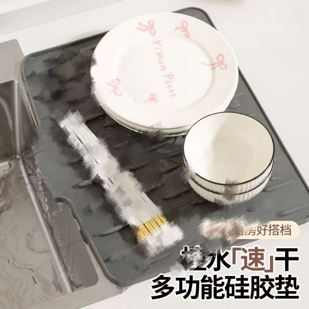 Silicone water-draining pad for countertop slope, kitchen heat-resistant and heat-insulating pot pad details Picture