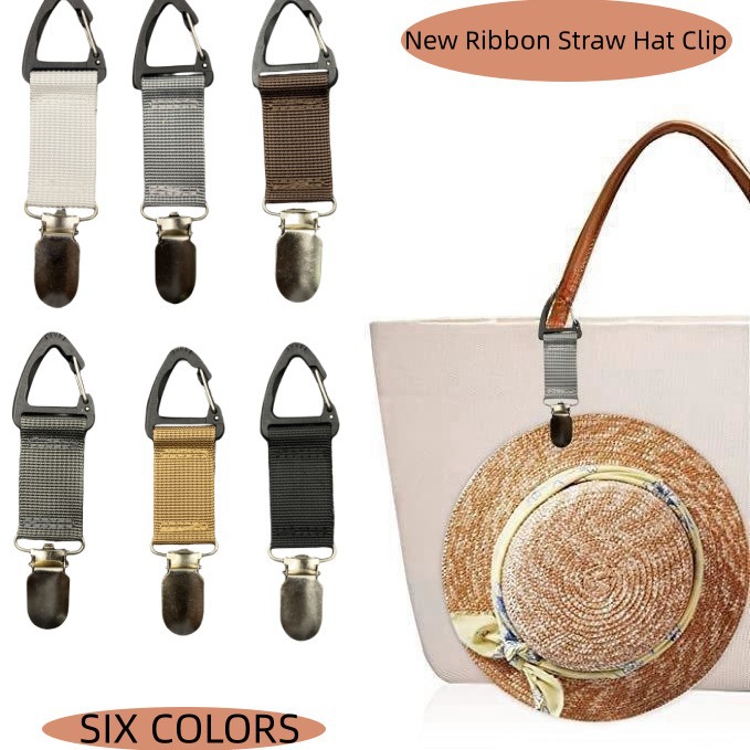 New lazy travel hat clip, outdoor backpack luggage storage clip, multi-purpose woven straw hat clip, hat accessories Application Scenario