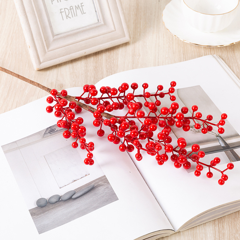 Wholesale of artificial flowers such as money fruit, red fruit, Holly berry, foam fruit, New Year's flowers, Christmas home decoration artificial flowers Specification drawing