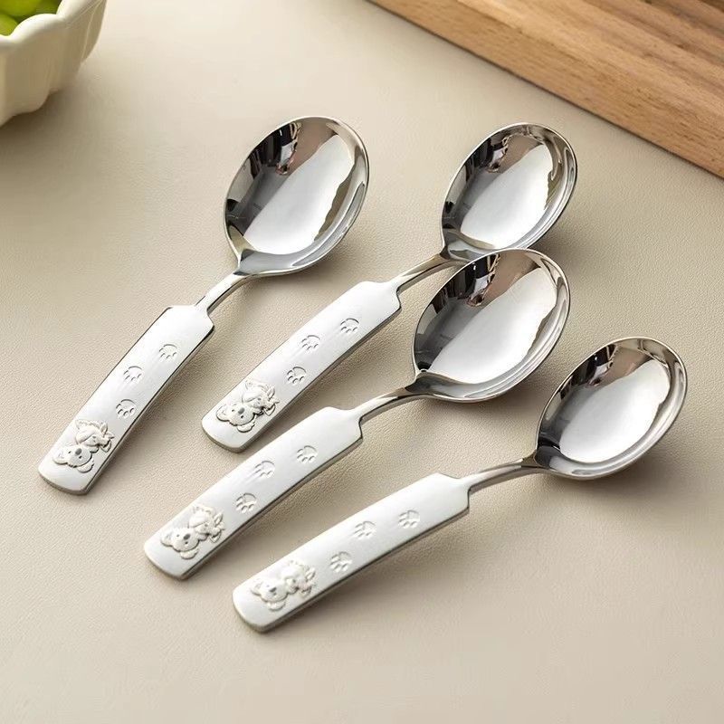 不锈钢勺子汤勺家用长柄勺创意西餐叉儿童学生汤匙圆勺