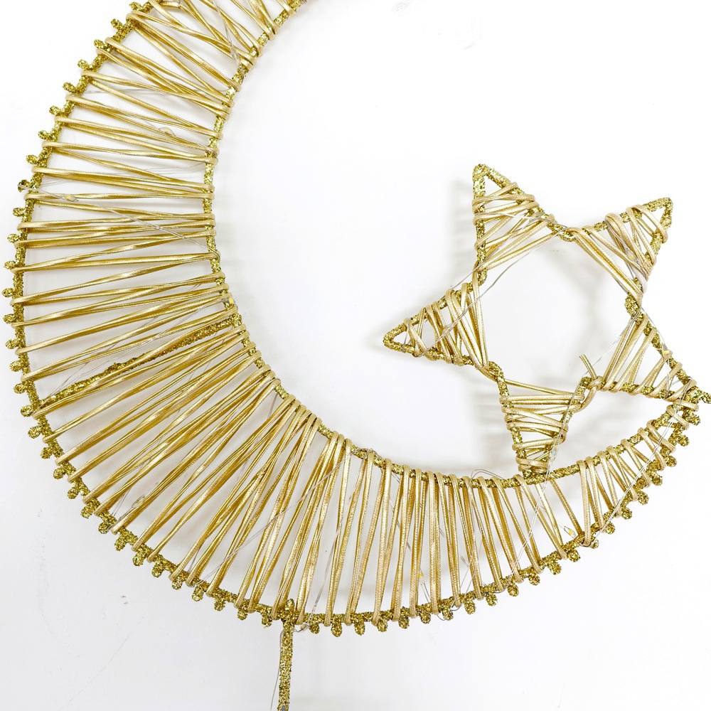 Cross-border Middle East star and moon decorative hanging ornaments, festival supplies, ornaments, powder-sprinkled luminous geometric handicrafts, ironwork details Picture