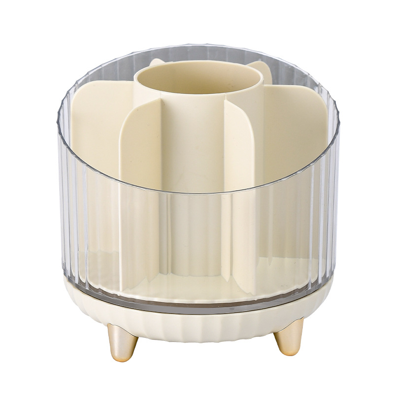 Rotating makeup brush storage box rack, desktop compartmentalized lipstick, eyeshadow, eyebrow brush, makeup table, cosmetics storage bucket Item Picture