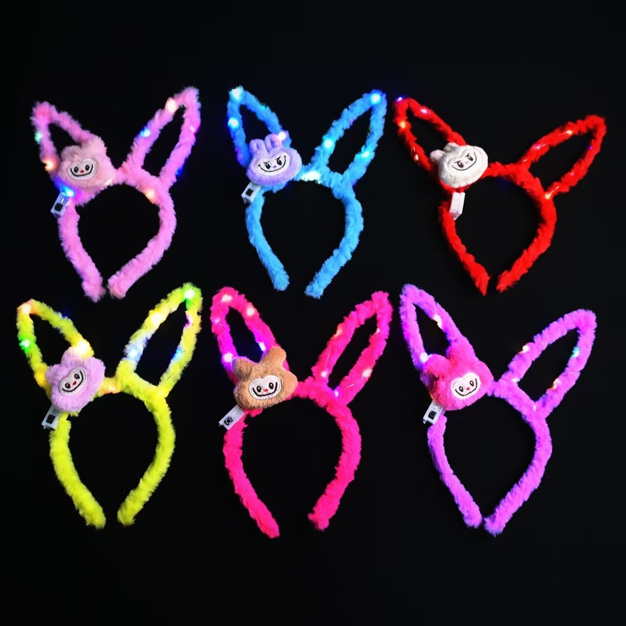 New plush luminous and flashing cartoon hairband headband with 14 lights, plush luminous headwear manufacturer wholesale hair accessories details Picture