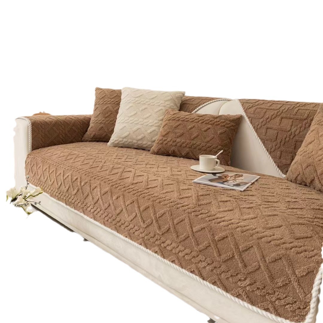 Simple sofa cushion, all-season suitable sofa cover, thickened plush seat cushion, winter anti-slip cover cloth custom Item Picture