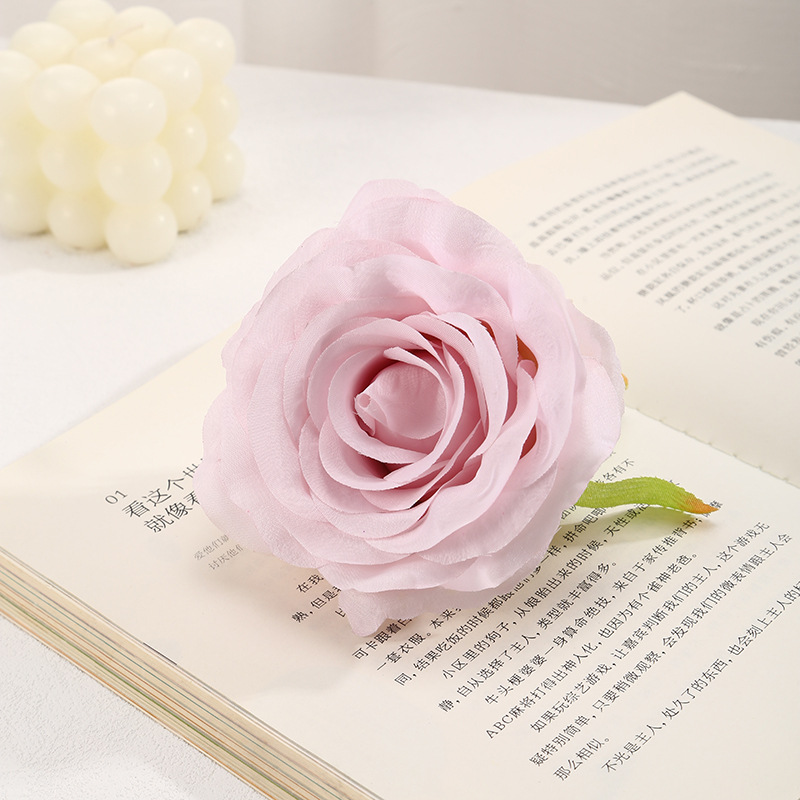 玫瑰花头仿真 装饰假花成品簪花DIY手工绢花材料婚礼花环装饰现货产品图