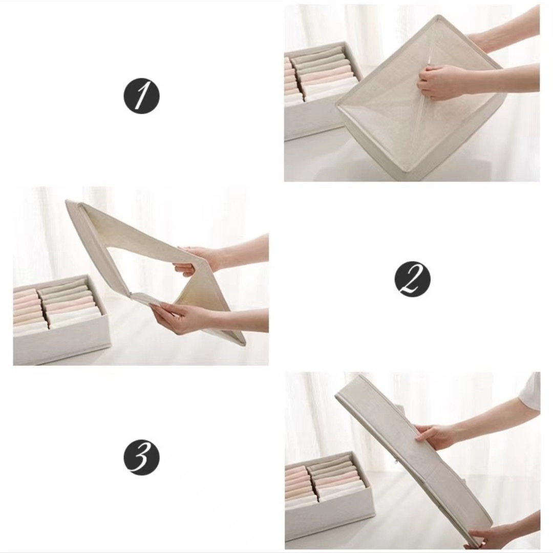 棉麻袜子收纳盒可折叠水洗布艺家用桌面收纳盒衣柜抽屉内裤整理盒产品图