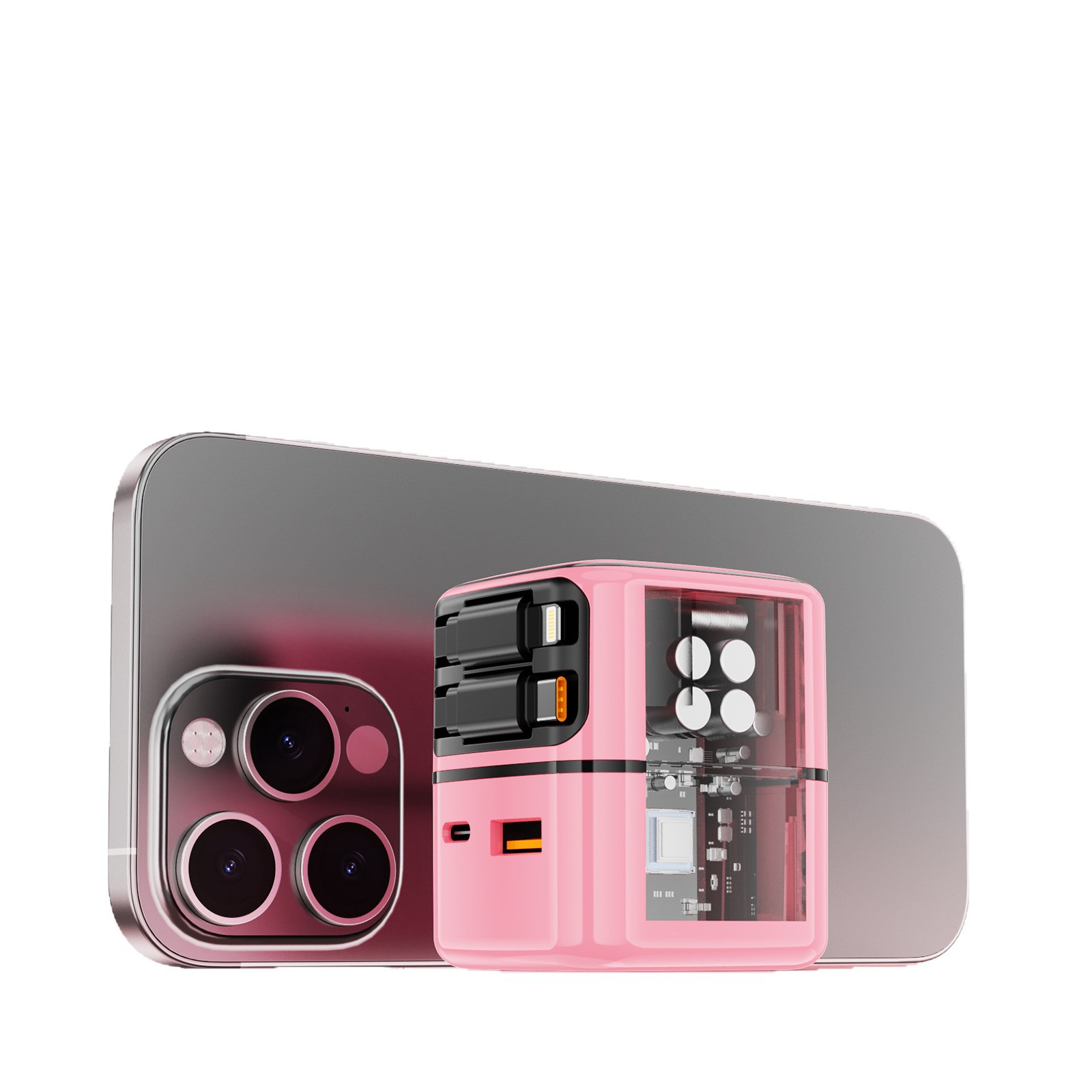 The 35W gallium nitride pull-out charger with A+C port fast PD charger is suitable for Apple and Huawei mobile phone chargers Item Picture