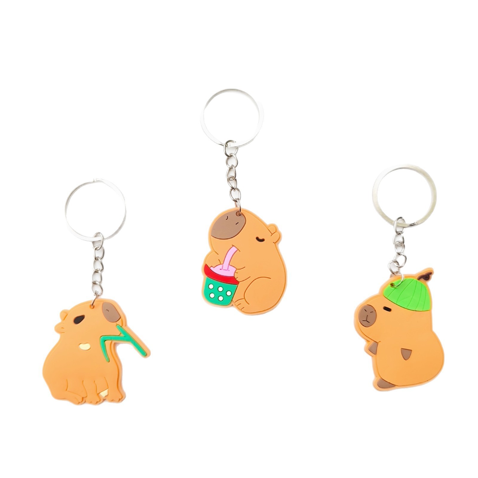 新款可爱卡通水豚PVC软胶钥匙扣卡皮巴拉钥匙扣洞洞鞋扣鞋花饰品细节图