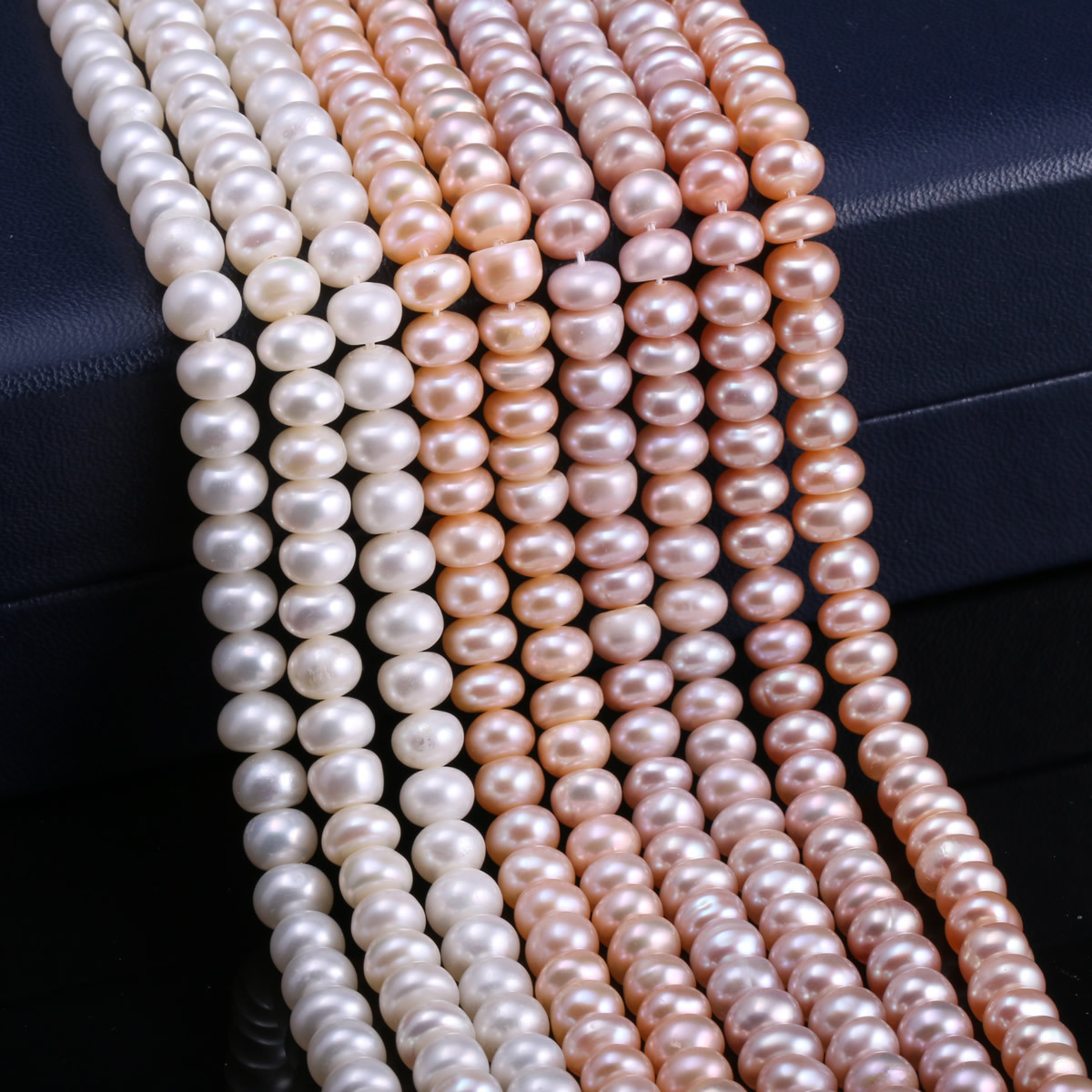 Natural freshwater pearl four-sided glossy, 36cm long semi-finished pearl necklace, nearly round pearl loose beads, DIY beads details Picture