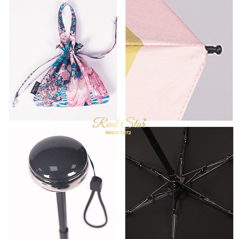 5053 New five-fold oil painting umbrella, full-color printed sun protection and shade umbrella, paired with silk scarf handbag and sun umbrella Application Scenario