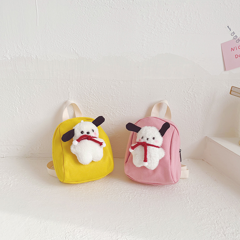 毛绒背包/双肩包黑色大容量/毛绒卡通背包/锦纶背包女/pu儿童包白底实物图