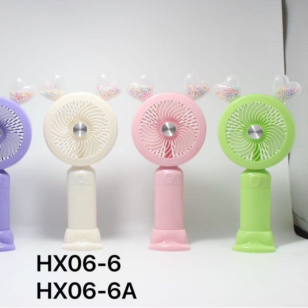 HX06-6 de tres etapas viento oso oreja de mano pequeño ventilador con base soporte de teléfono USB carga de verano estudiante disperso Specification image