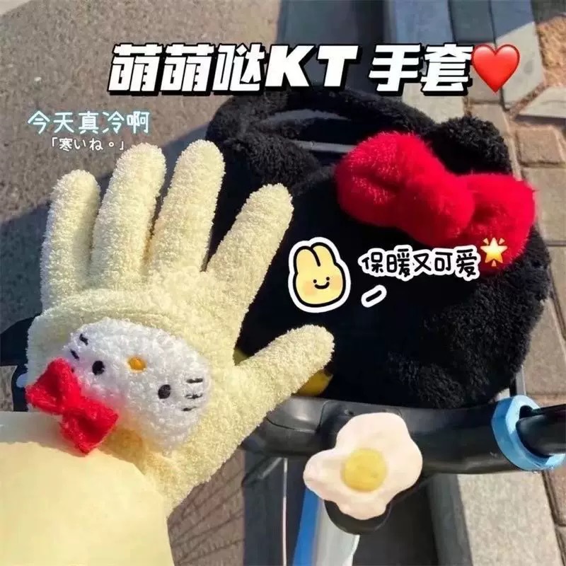 New cute little beaver plush gloves, coral fleece student cycling finger cartoon gloves for men and women, warm in winter details Picture