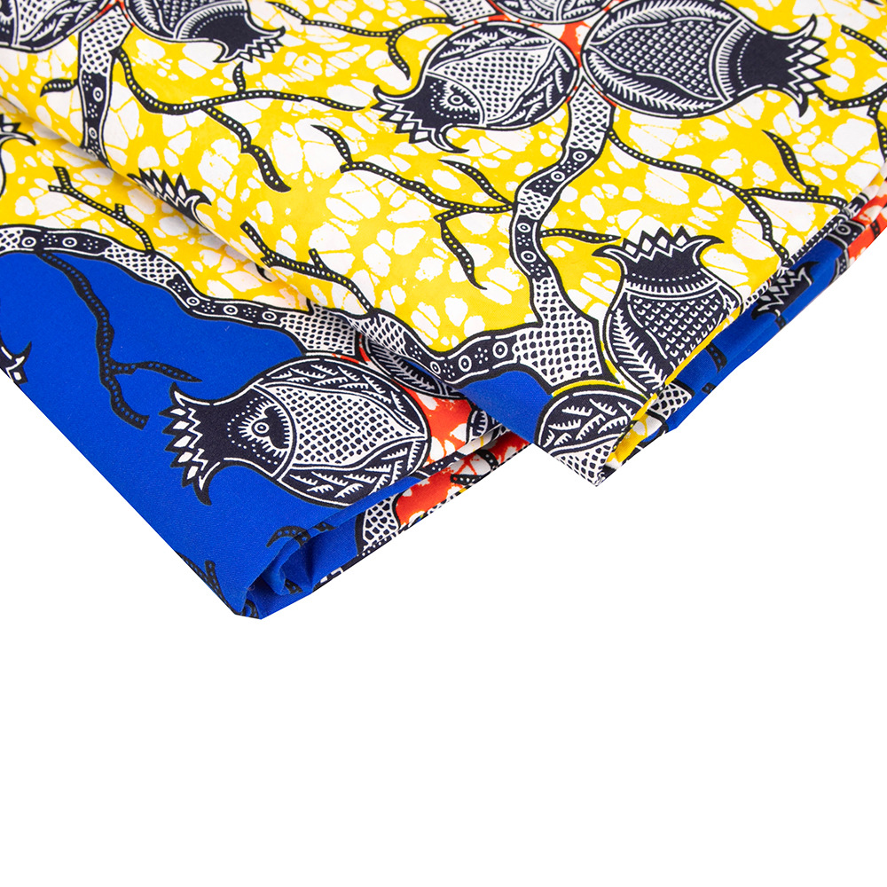 现货代发非洲蜡布双面涤纶几何印花面料africanfabric6码起售白底实物图