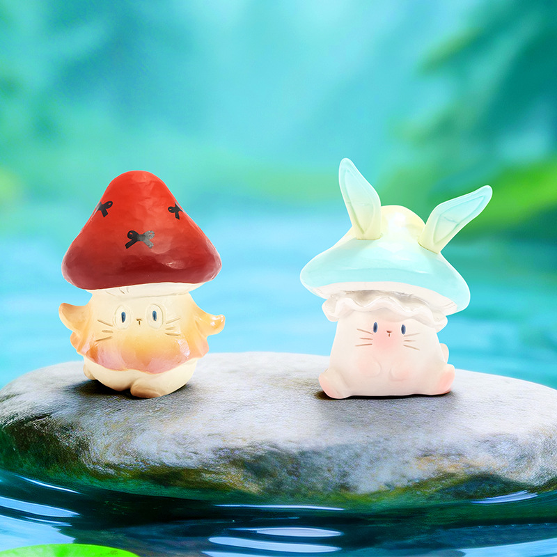 Cat PAI Fantasy Mushroom Series Blind Box DIY Decorative Resin Small Ornaments Cartoon Cute desktop ornaments details Picture