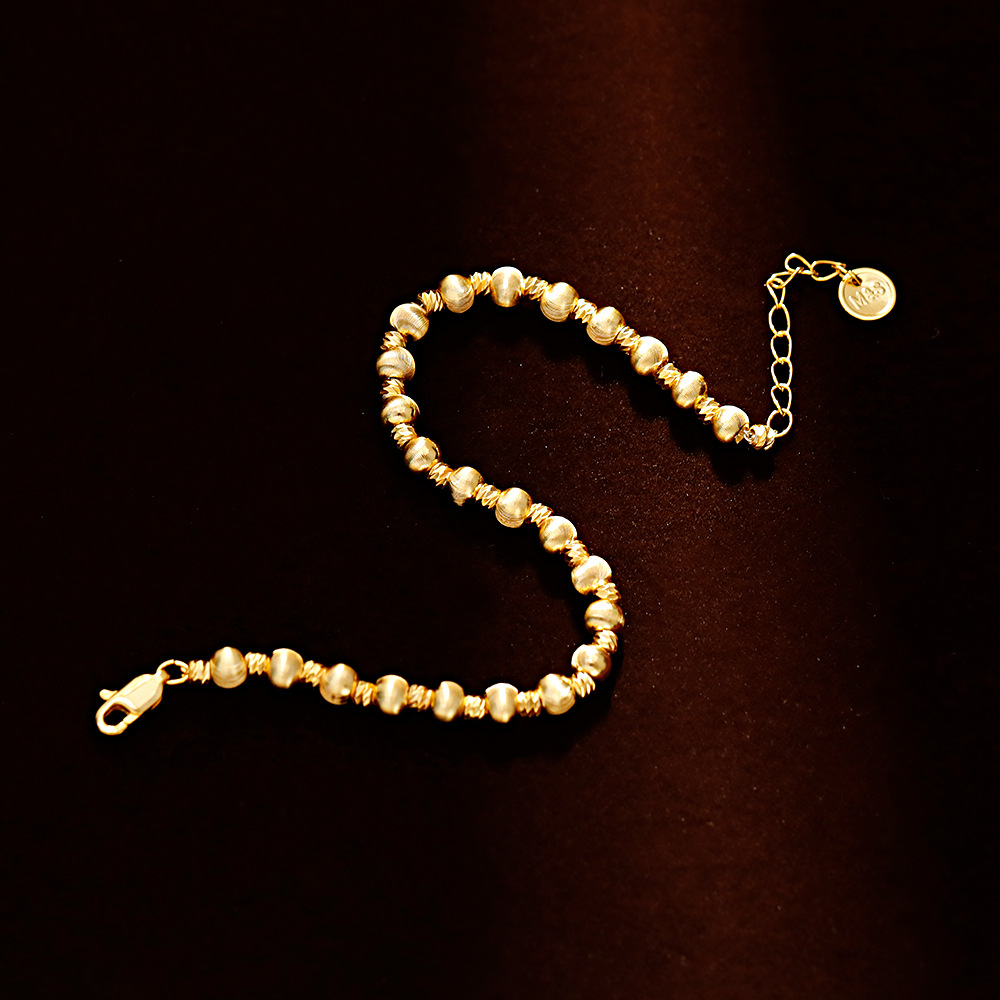 Hyacinth gold brazalete con cuentas cepilladas para mujeres de alto nivel de lujo ligero nichos de lujo exquisita cadena de mano 2025 nuevo gran look para la mano details Picture