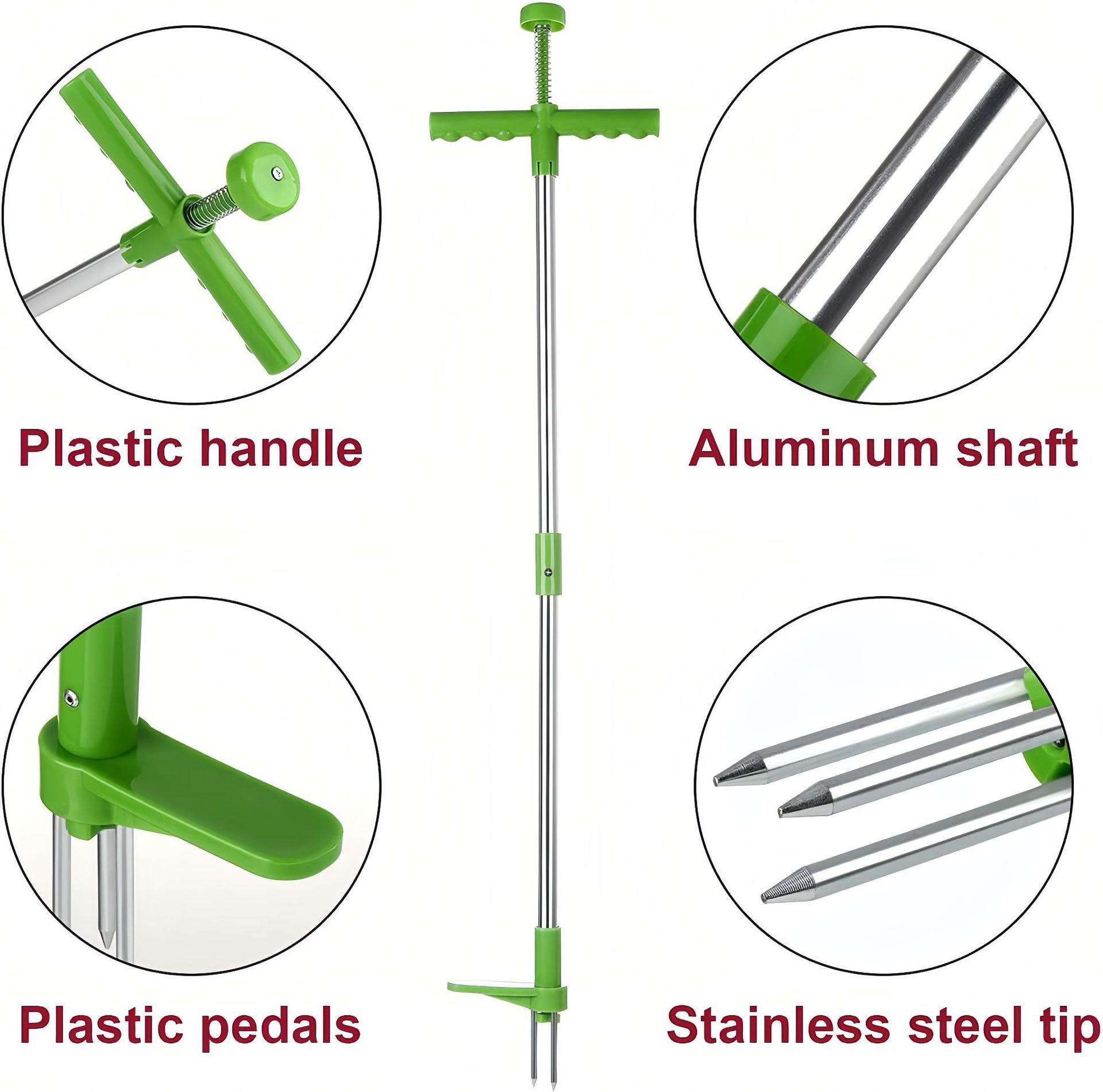 园林拔草器除草器可双节拆分铝管手动除杂草挖野菜园艺工具产品图