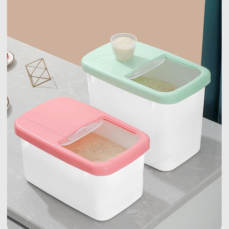 Food-grade 20-jin rice box, plastic sealed rice bucket, household kitchen moisture-proof and insect-proof storage box for coarse grains