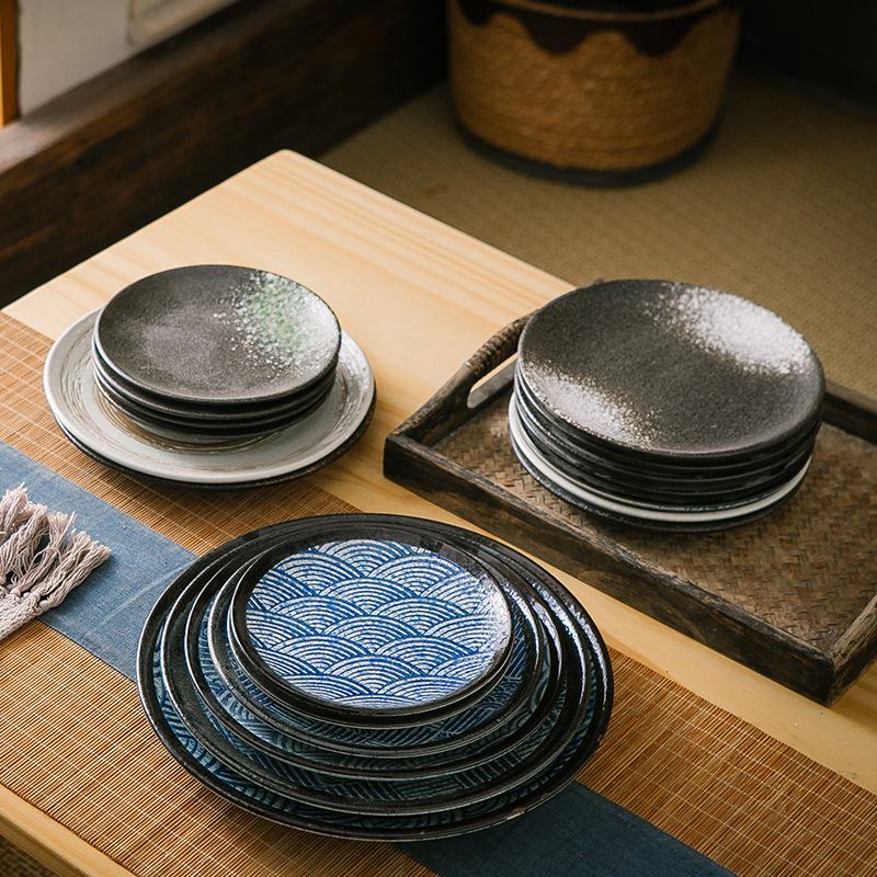Japanese ceramic tableware, bone plates, household shallow plates, flat plates, Western plates, steak plates, porcelain plates, vegetable plates, pasta plates Application Scenario