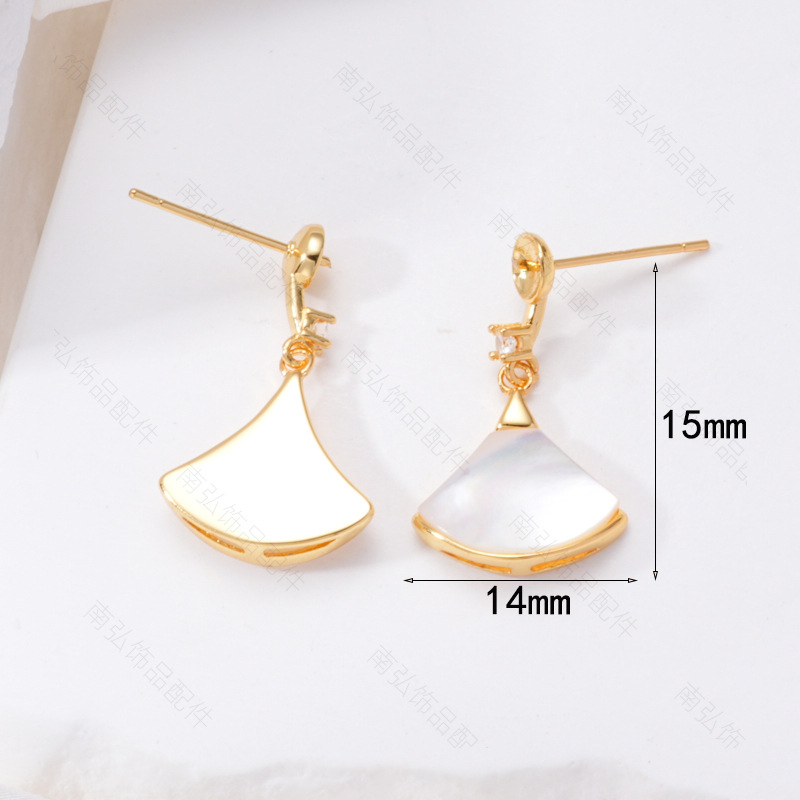 S925 Silver Needle Pearl Stud Earrings, micro-inlaid natural white shell butterfly semi-finished earrings, hollow base diy accessories Application Scenario