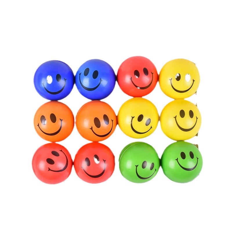 Factory direct sales: 6.3CMPU foam cartoon expression smiling face watermelon basketball full-color printed venting pet toy ball Item Picture