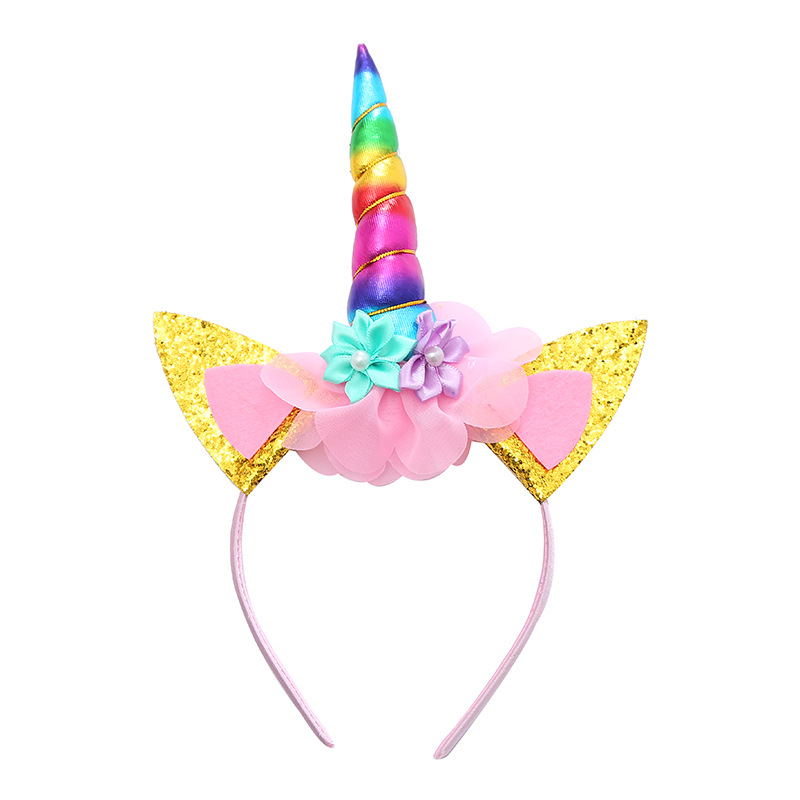Unicorn headbands in stock, direct supply from Amazon in Europe and America, children's headbands, Halloween birthday party princess headwear Item Picture