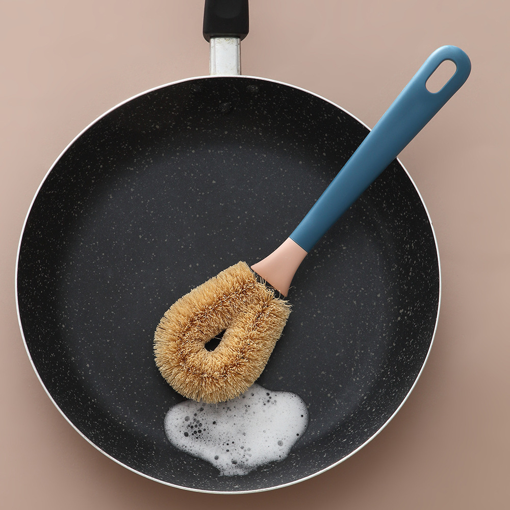 Colección palmera cepillo de ollas cocina de gas cepillo de limpieza de cocina cepillo de lavavajillas desgrasante cepillo de coco marrón seco y húmedo doble uso Specification image