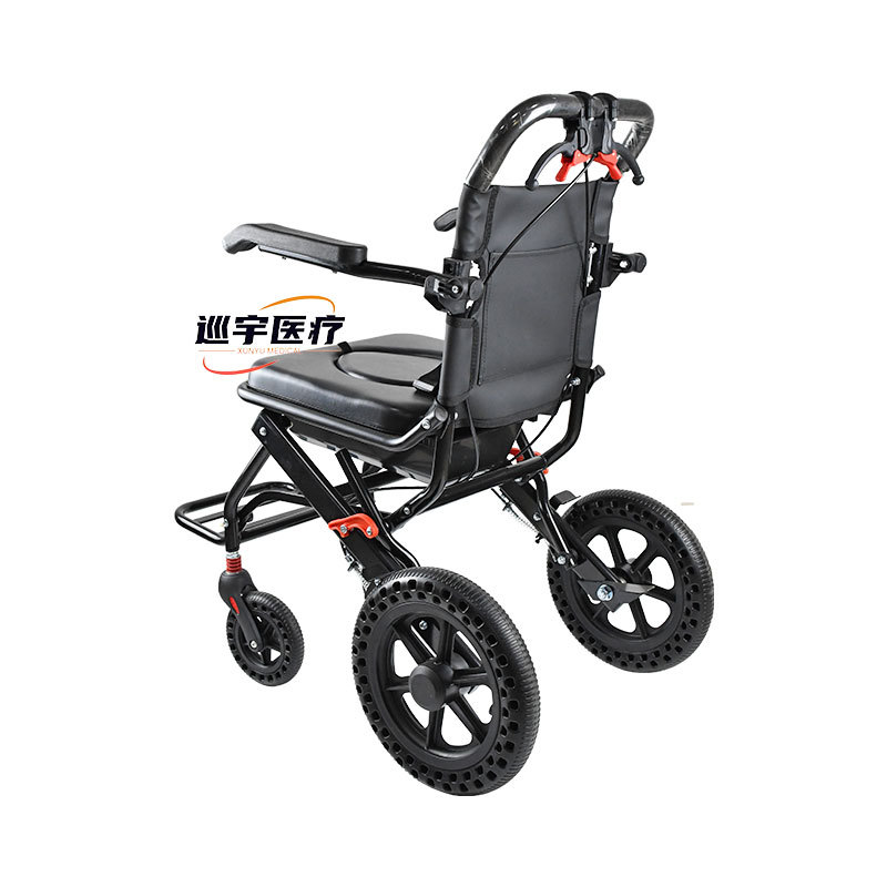 老年人坐便轮椅折叠轻便 车载便捷手推座椅 12寸飞机轮椅虾皮跨境产品图