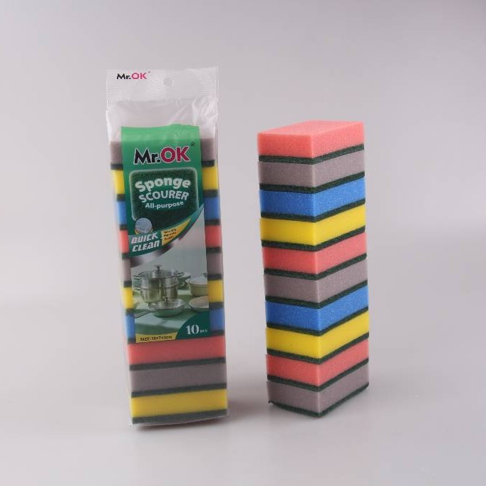 Mr.OK factory direct supply sponge scouring pads, double-sided cleaning sponges, kitchen cleaning sponges, dishwashing sponges, pot scrubbing sponges
