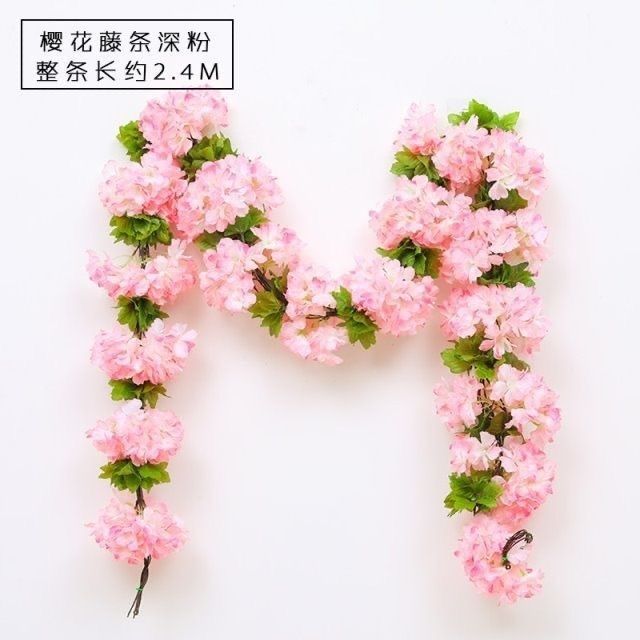 仿真花假花藤条樱花藤蔓壁挂客厅室内装饰空调管道缠绕塑料藤绢花产品图