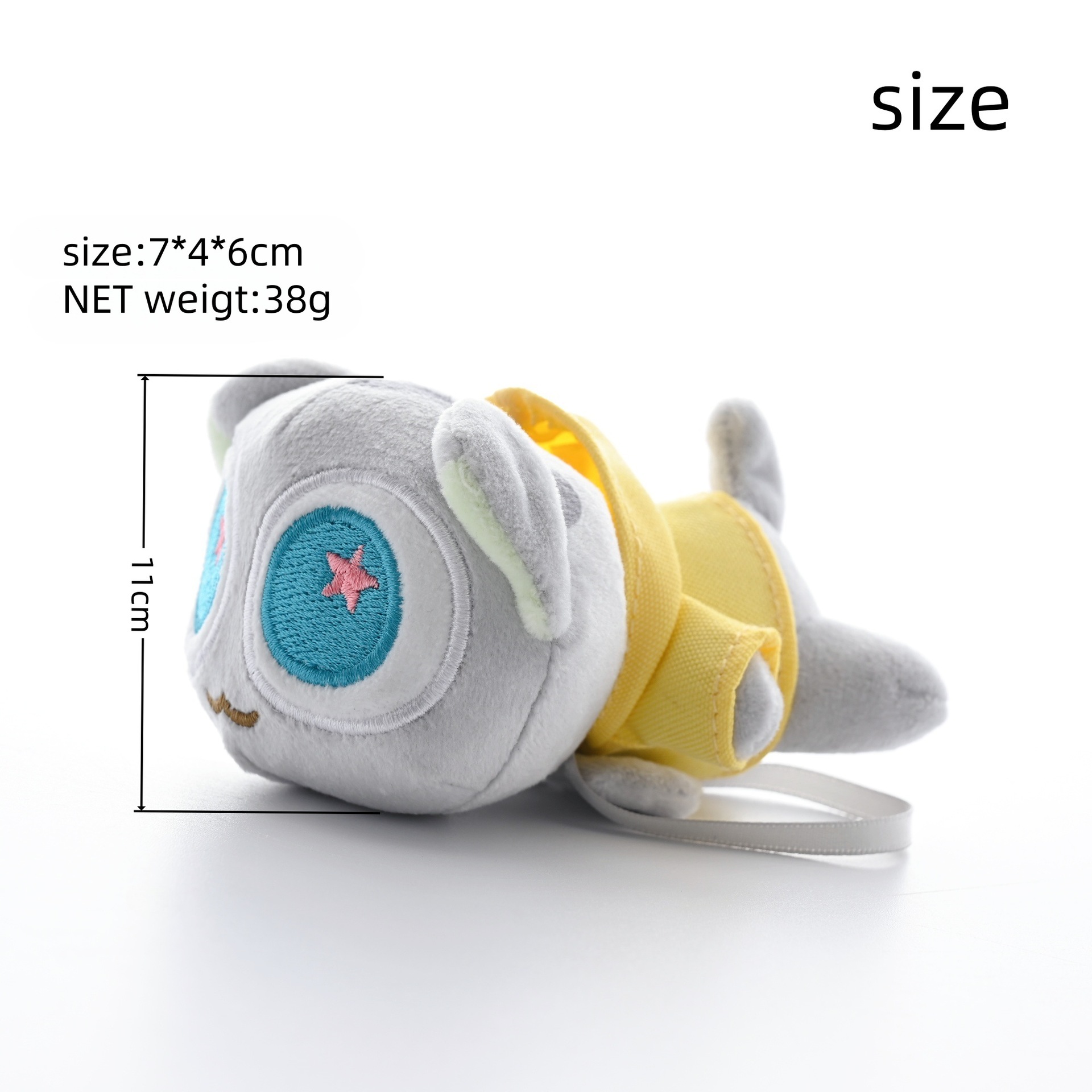 Cartoon pose, little black cat plush toy, big-eyed cat doll, cute cat pendant, keychain Specification image