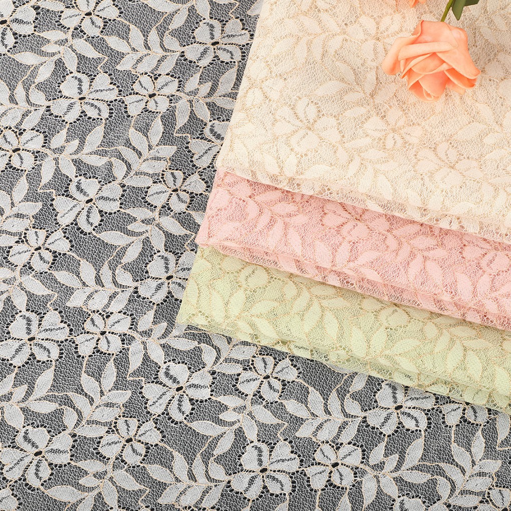 涤纶小树叶蕾丝面料时尚婚纱礼服蕾丝面料童装女装蕾丝辅料现货