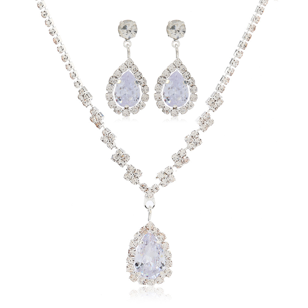 European and American cross-border bestseller earrings and jewelry sets for brides, wedding parties and banquets, rhinestones, necklaces and earrings Item Picture