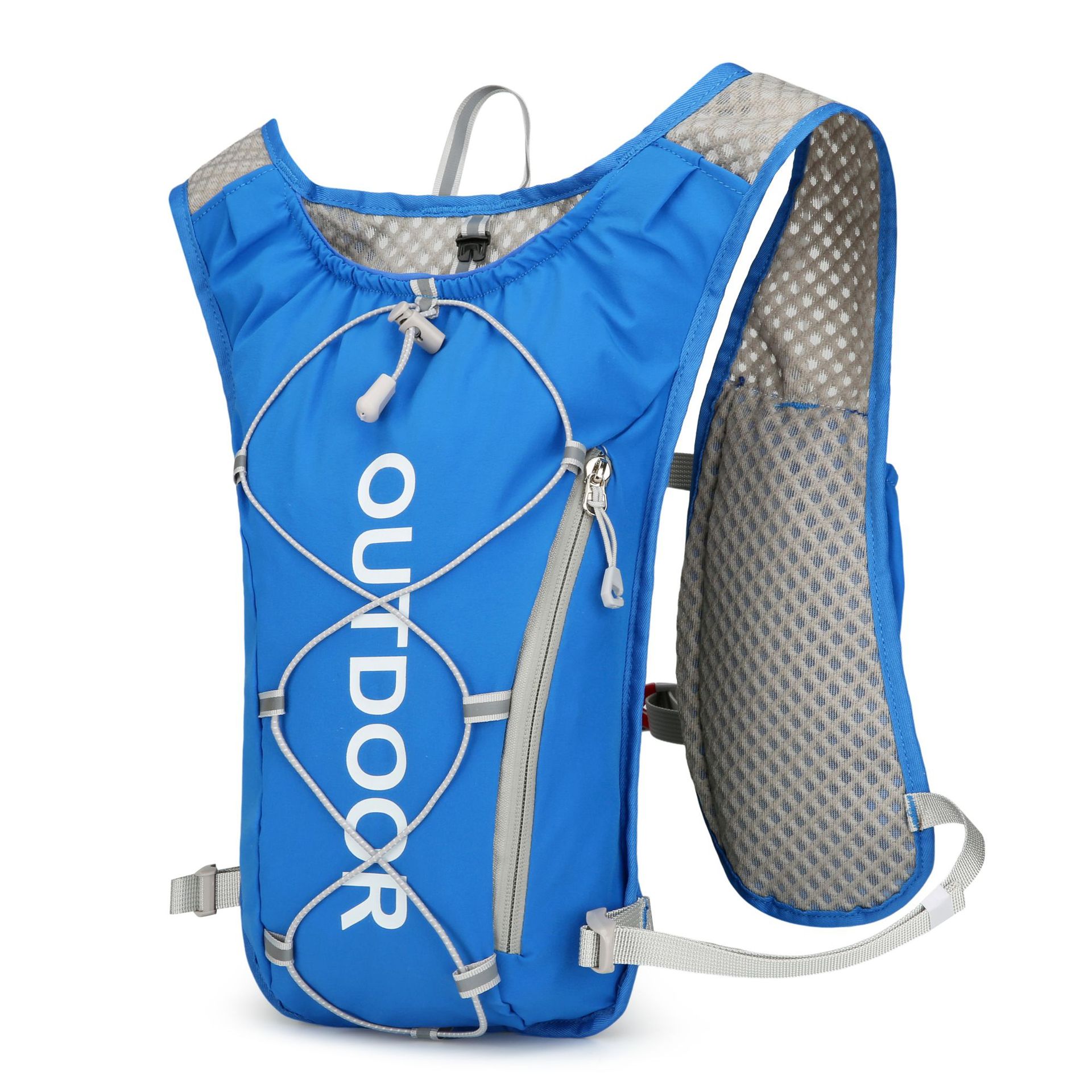 新款多功能尼龙跑步背包 安全反光运动背包水袋背包 骑行包白底实物图