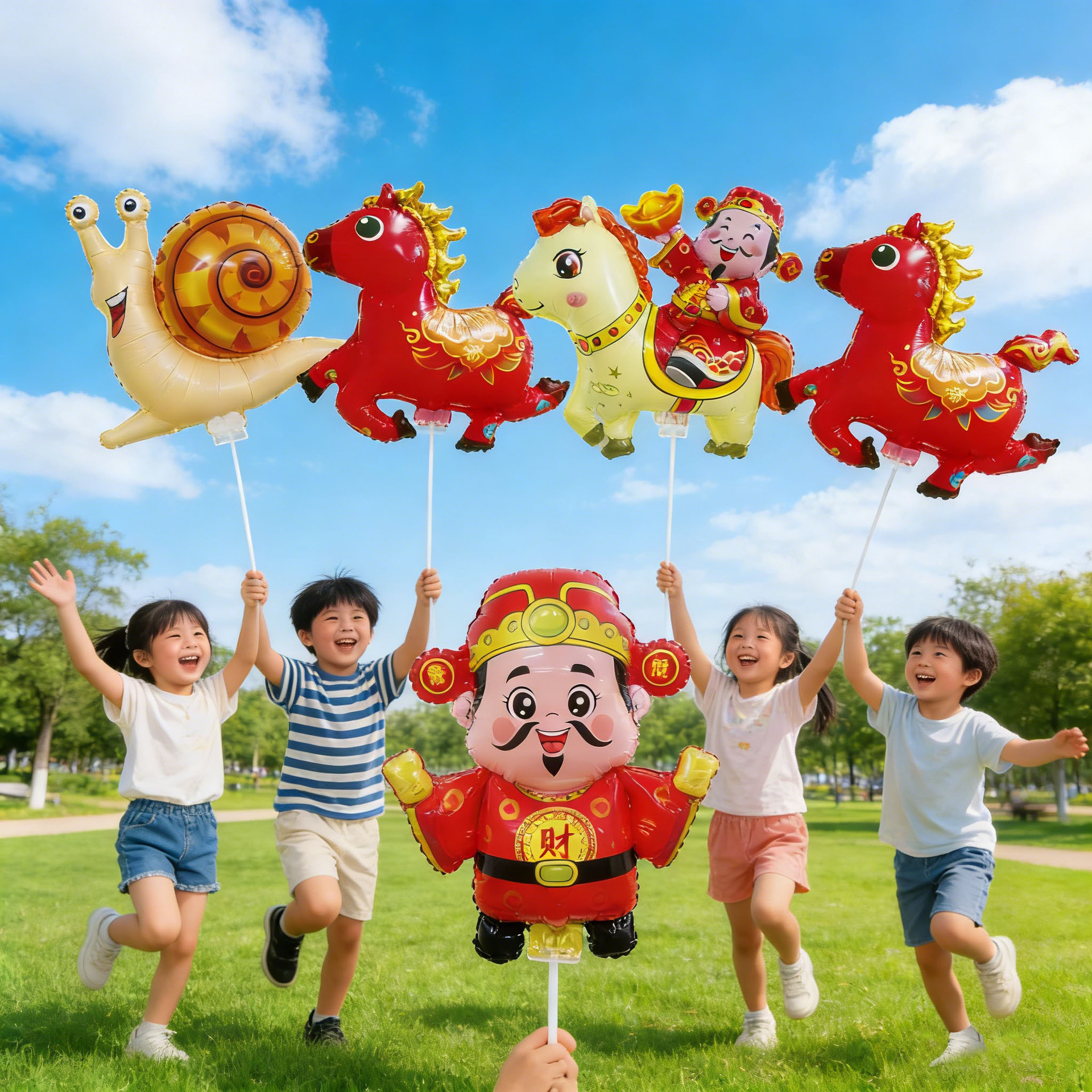New Children's Day cartoon animal sandwich for the Year of the Horse, God of Wealth sandwich, balloon toys, wholesale balloons for street vending details Picture